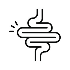 Intestines icon vector, digestion system symbol color editable
