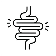 Intestines icon vector, digestion system symbol color editable