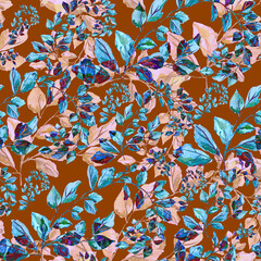 Watercolor seamless pattern. Abstract background with colorful  spring  field