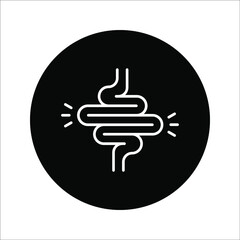 Intestines icon vector, digestion system symbol color editable