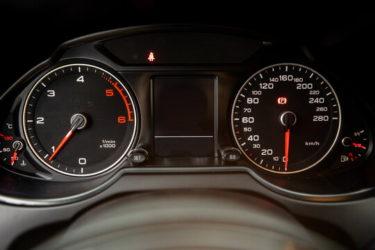 Car dashboard background. modern car interior. close-up of the dashboard