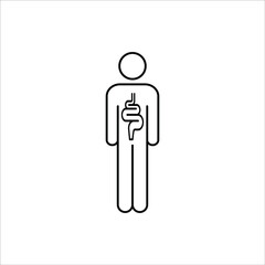 Intestines icon vector, digestion system symbol color editable