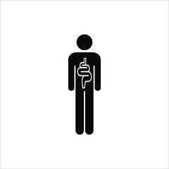 Intestines icon vector, digestion system symbol color editable