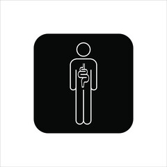 Intestines icon vector, digestion system symbol color editable