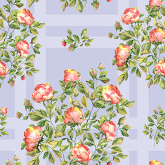 Watercolor seamless pattern. Abstract background with colorful  spring  field