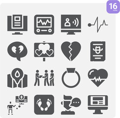 Simple set of cherished related filled icons.