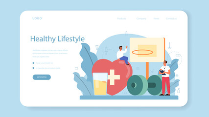 Healthy lifestyle class web banner or landing page. Idea of medicine