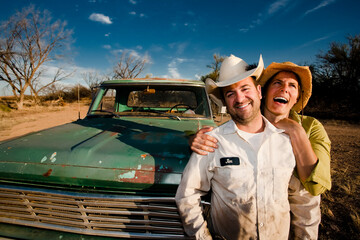 Couple with a Pickup Truck