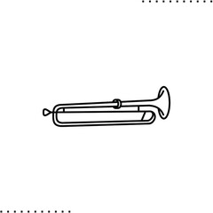 horn, brass instrument vector icon in outline