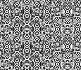 Abstract black and white textured geometric seamless pattern.