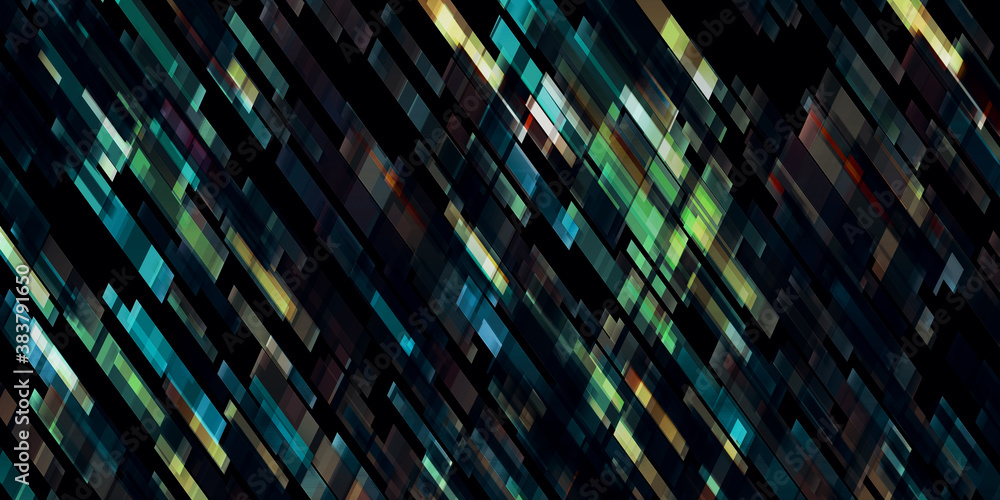 Fototapete 3d illustration barely dark blue yellow red light abstract technology background for computer graphics internet websites and business