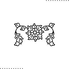 Abstract outline floral page decoration. Minimalistic flower Icon. Elegant tattoo design. Trendy Vector illustration. Black and white style. Simple design. 