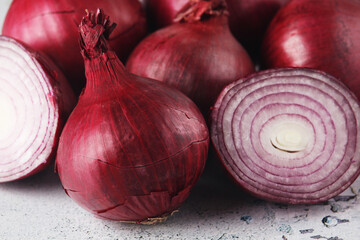 Some red onions on the table