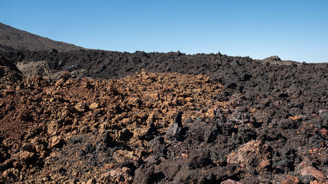 View on the lava at the crater of a volcano