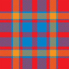 Pixel background vector design. Modern seamless pattern plaid. Square texture fabric. Tartan scottish textile. Beauty color madras ornament.