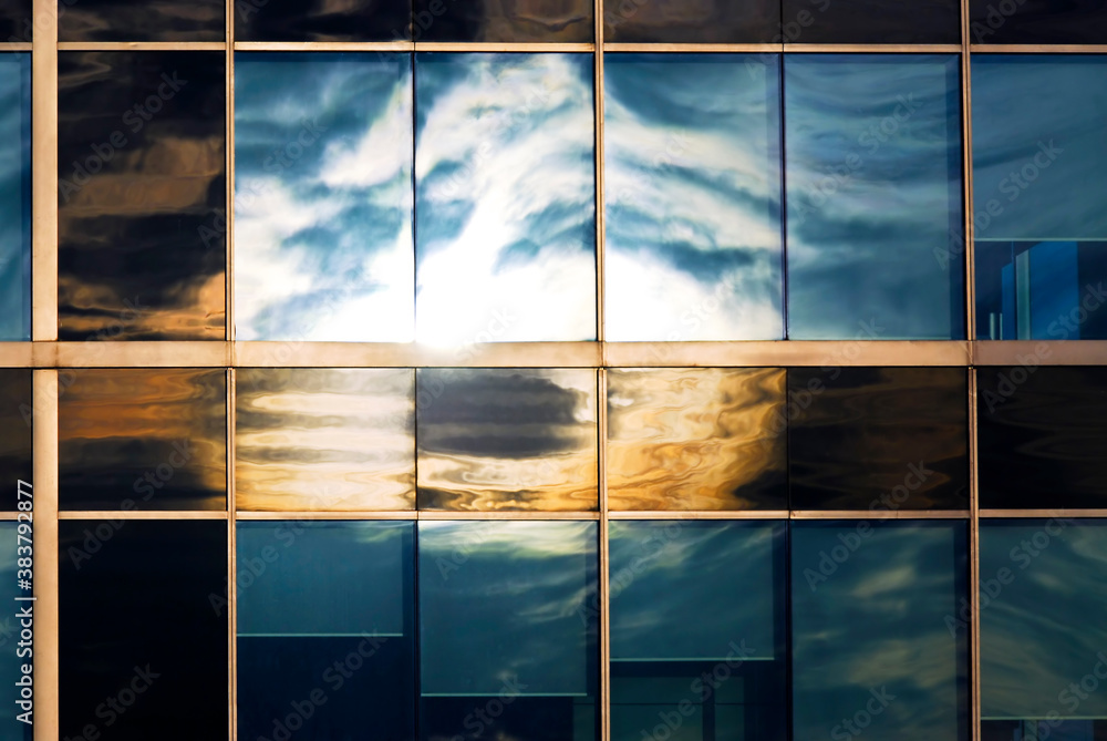 Poster sky reflecting in office windows