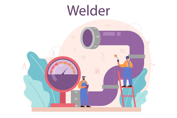 Welder and welding service concept. Professional welder