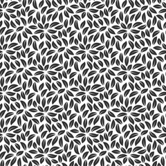 Foliage plant seamless pattern. Vector background black and white color style.