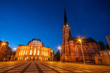 Obraz premium Opera House and Petri Church Chemnitz