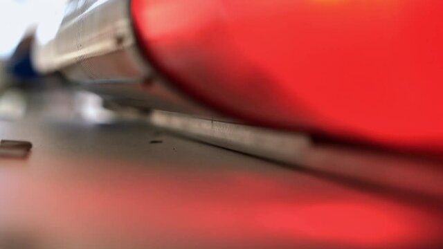 Police car close-up. Close-up shot of police light bars.