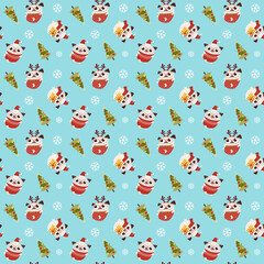 Seamless pattern for Christmas using funny and cute pug characters. For background, wallpaper, wrapping paper, scrapbooking, textile, etc.
