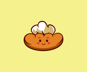 Cute bread cartoon character design vector illustration