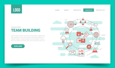 team building concept with circle icon for website template or landing page banner homepage