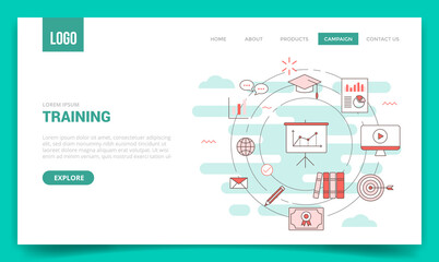 training team concept with circle icon for website template or landing page banner homepage