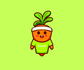 Cute carrot cartoon character design vector illustration