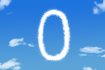 cloud shape of number zero on blue sky