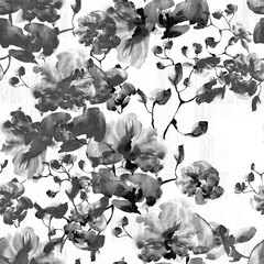 Watercolor seamless pattern. Abstract background with colorful  spring  field