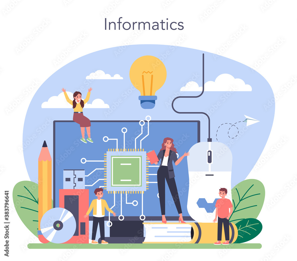 Poster it education concept. student write software and create code
