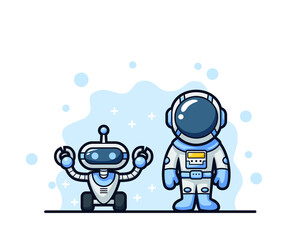 Cute astronaut cartoon character design vector illustration