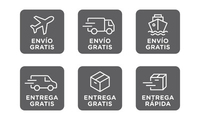 Conjunto de iconos de vector de envío, entrega gratis
