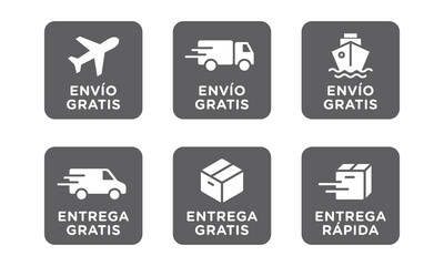 Conjunto de iconos de vector de env&iacute;o, entrega gratis