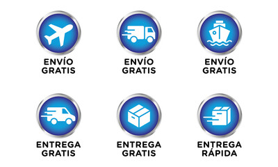 Conjunto de iconos de vector de envío, entrega gratis