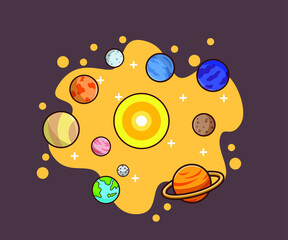 Cute space cartoon character design vector illustration