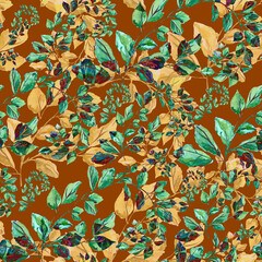 Watercolor seamless pattern. Abstract background with colorful  spring  field