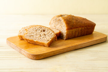 Homemade banana bread sliced