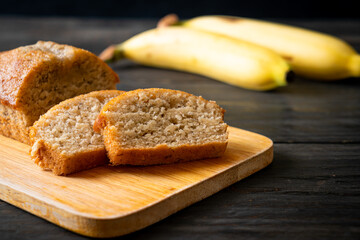 Homemade banana bread sliced