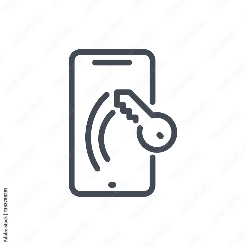 Poster mobile phone with scratch on the screen line icon. vector outline sign.