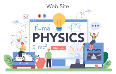 Physics school subject online service or platform. Scientist explore