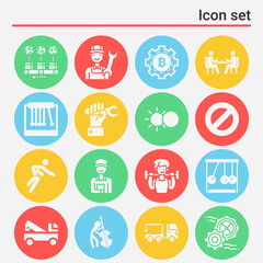 16 pack of doing  filled web icons set