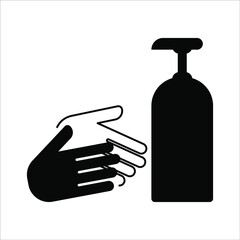 Washing hand with sanitizer liquid soap vector line icon. eps 10