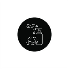 Washing hand with sanitizer liquid soap vector line icon. eps 10