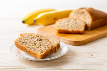 Homemade banana bread sliced