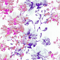 Watercolor seamless pattern. Abstract background with colorful  spring  field