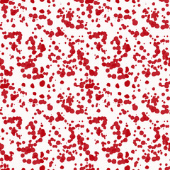 Seamless abstract pattern. Splashes of red paint on white.