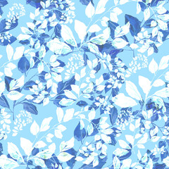 Watercolor seamless pattern. Abstract background with colorful  spring  field