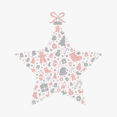 Christmas star. Xmas decoration with festive icons. Vector